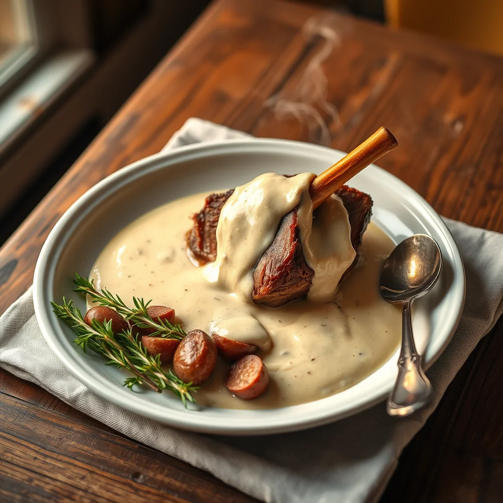 Boiled Leg Of Lamb A La Bechamel — Meat & Poultry