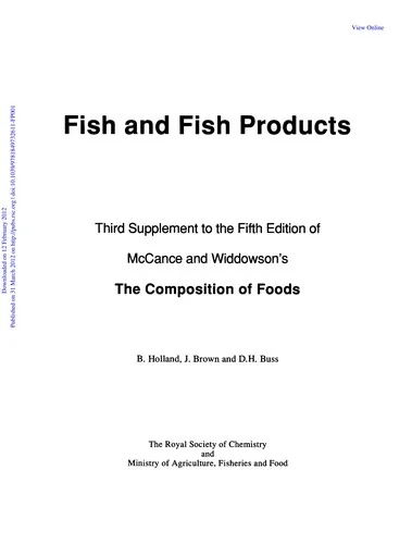 Fish and Fish Products: Supplement to the Composition of Foods