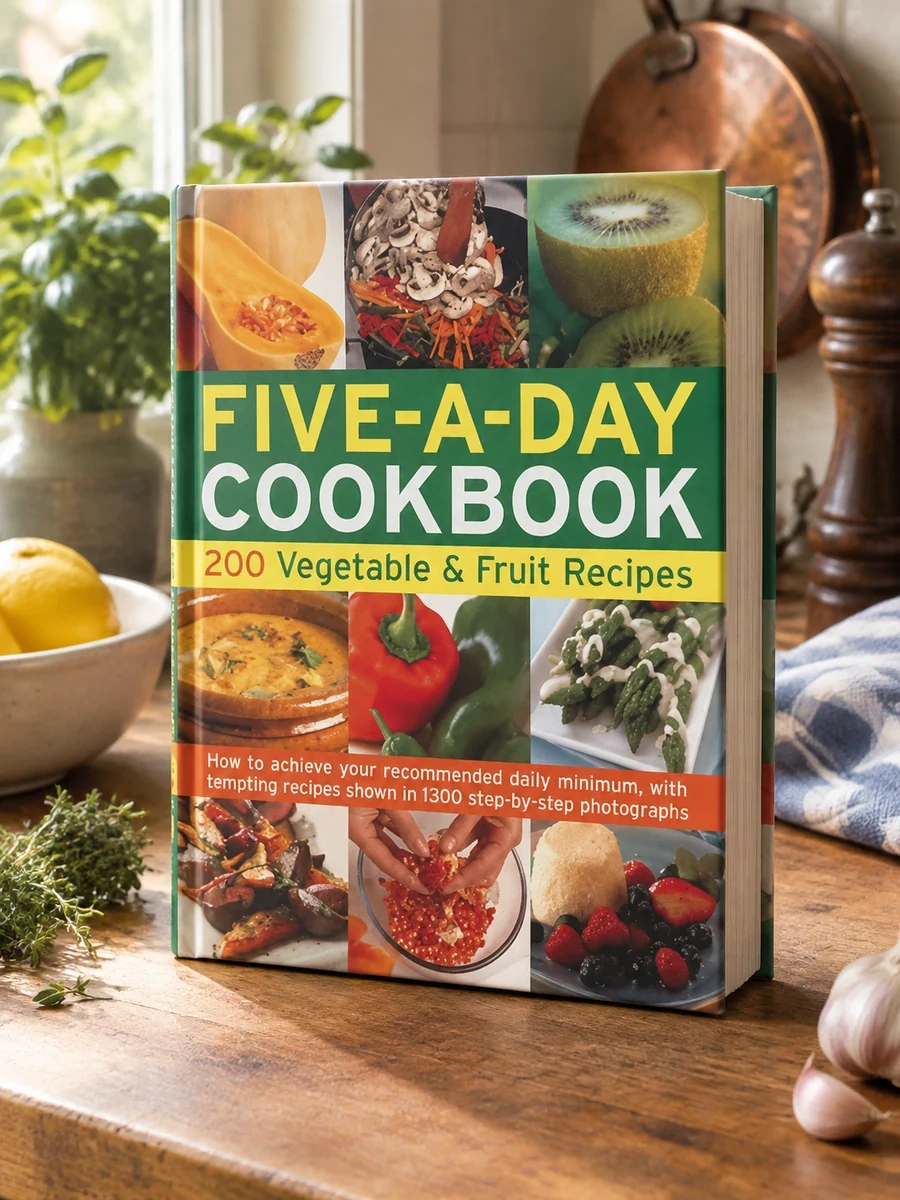 Five-A-Day Cookbook: 200 Vegetable & Fruit Recipes: How to Achieve Your Recommended Daily Minimum, with Tempting Recipes Shown in 1300 Step-By-Step Ph
