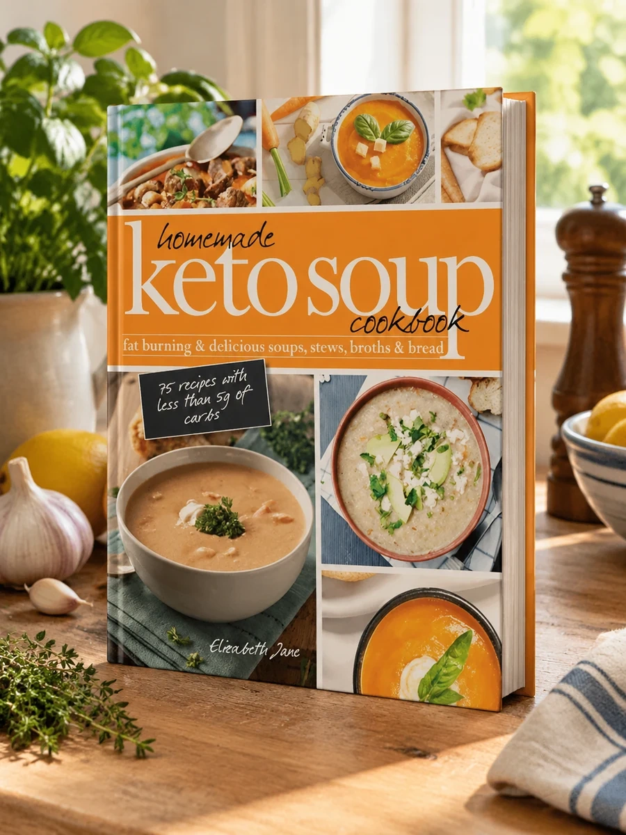 Homemade Keto Soup Cookbook: Fat Burning & Delicious Soups, Stews, Broths & Bread.