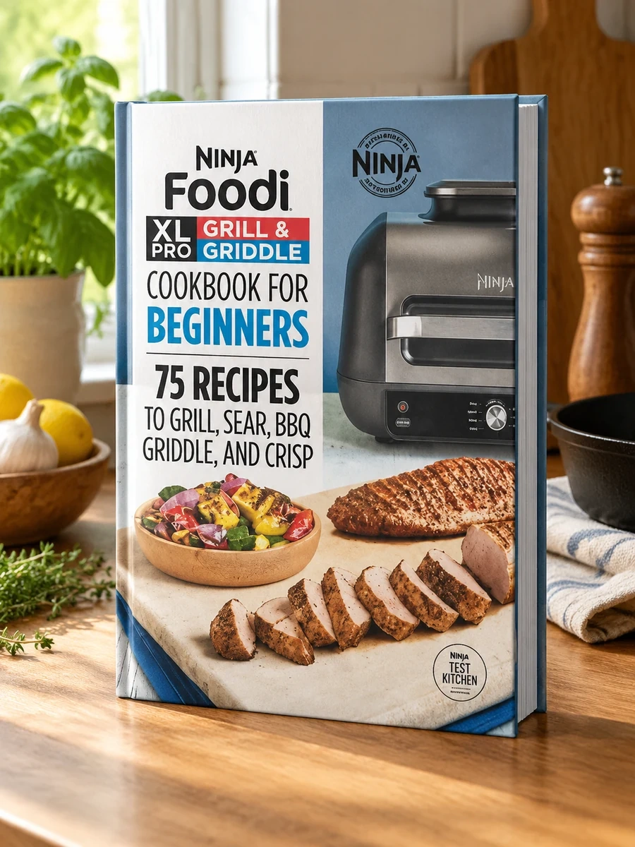 Ninja Foodi XL Pro Grill & Griddle Cookbook for Beginners: 75 Recipes to Grill, Sear, BBQ, Griddle, and Crisp