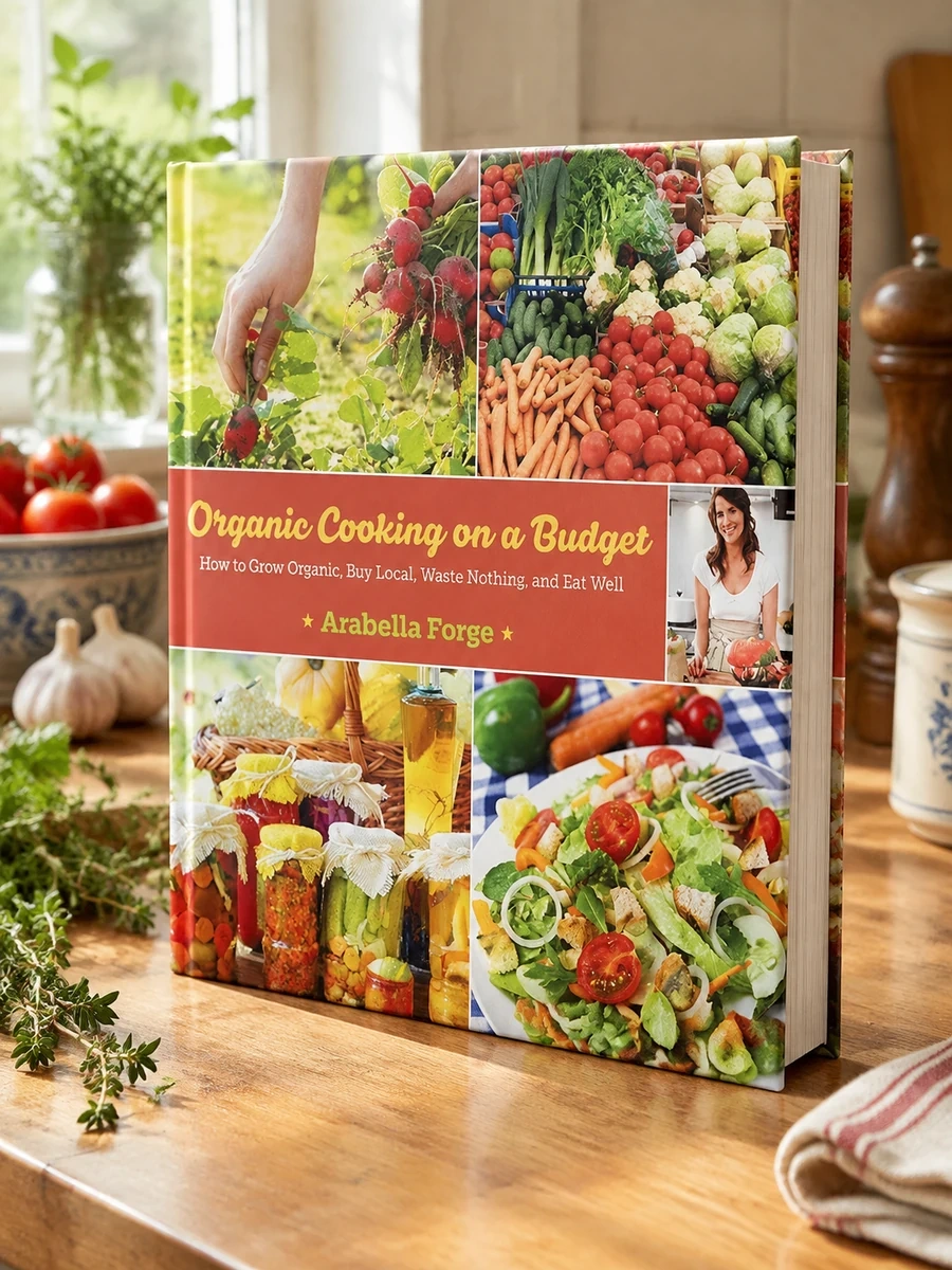 Cover of Organic Cooking on a Budget: How to Grow Organic, Buy Local, Waste Nothing, and Eat Well