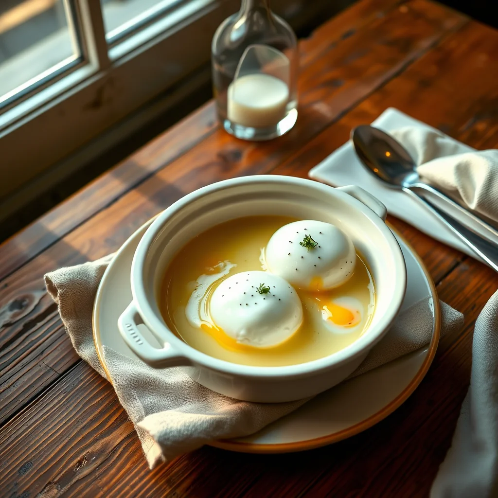 Poached Eggs, With Cream — Puddings & Desserts