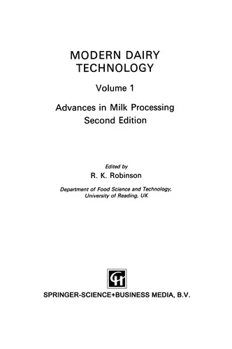 Robinson: Modern Dairy Technology: Volume 1 Advances in Milk Processing (1994)