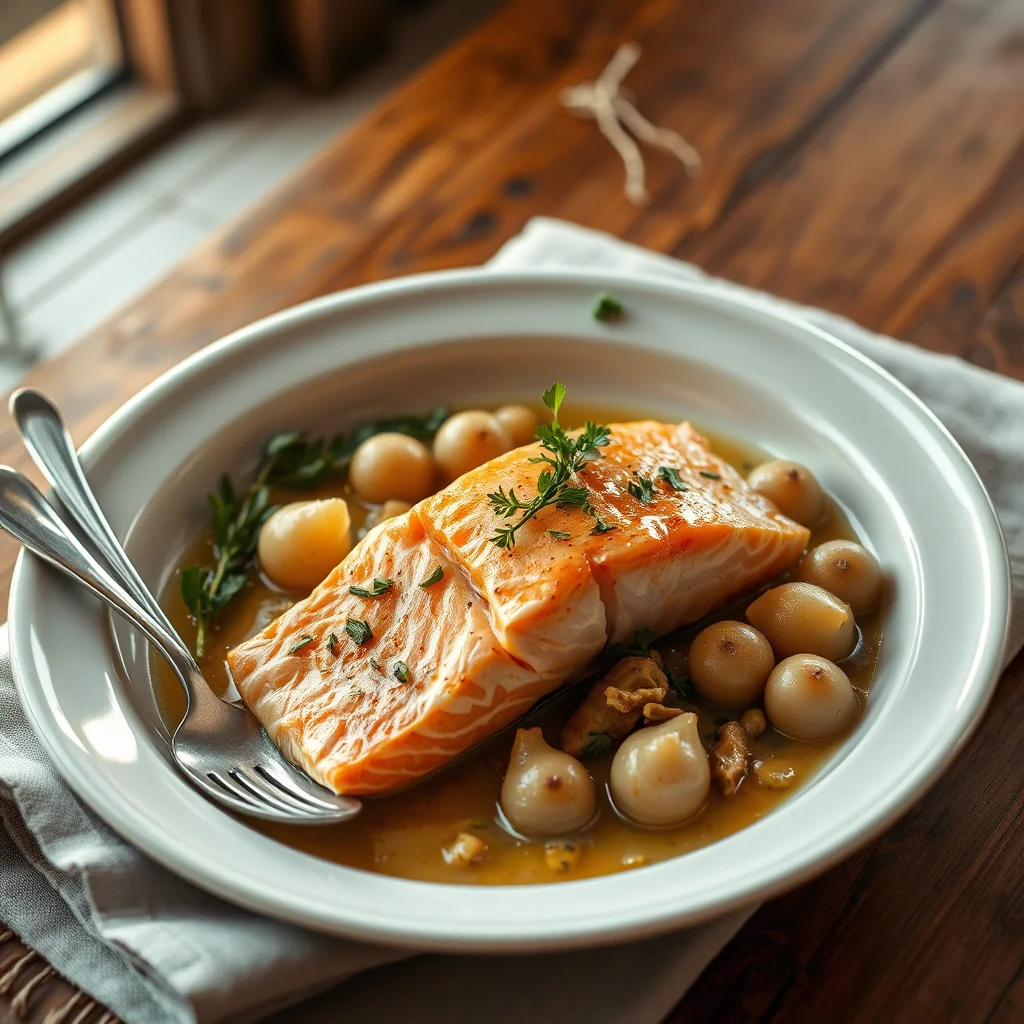 Salmon A La Genevese — Fish & Seafood