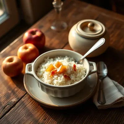 A Pretty Dish Of Apples And Rice
