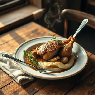 Broiled Fowl And Mushroom Sauce
