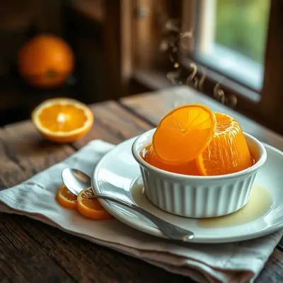 Orange Jelly Moulded With Slices Of Orange